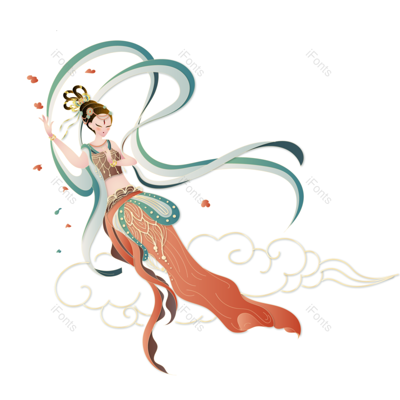 复古图片,中国风元素,手绘人物PNG,彩绘免抠素材